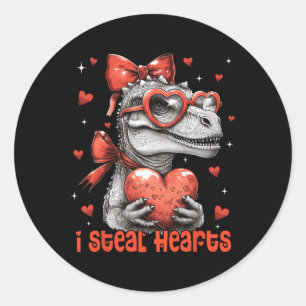 Valentijnsdag Meisjes Vrouwen Ik Steel Harten Dino Ronde Sticker