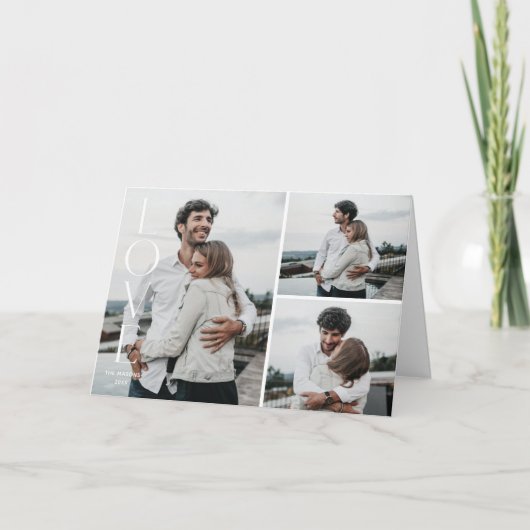 Valentijnsdag met 3-foto's van gewoon liefde - wit kaart (Voorkant)