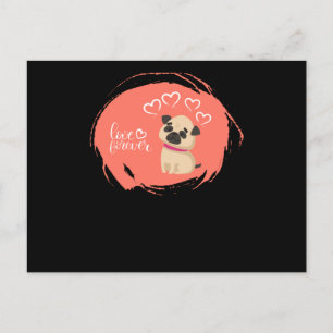 Valentijnsdag met Cute Pug Dog Briefkaart
