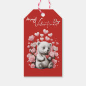 Valentijnsdag met de rijke teddybeer cadeaulabel (Voorkant)