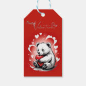 Valentijnsdag met de rijke teddybeer cadeaulabel (Voorkant)