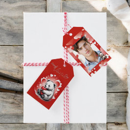 Valentijnsdag met de rijke teddybeer cadeaulabel