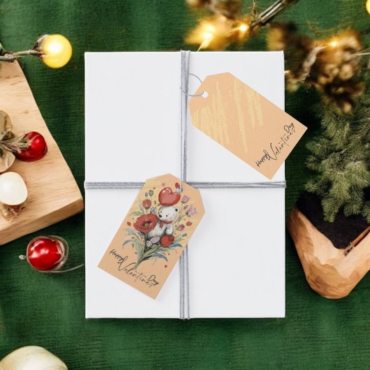 Valentijnsdag met de rijke teddybeer cadeaulabel