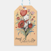 Valentijnsdag met de rijke teddybeer cadeaulabel (Voorkant)