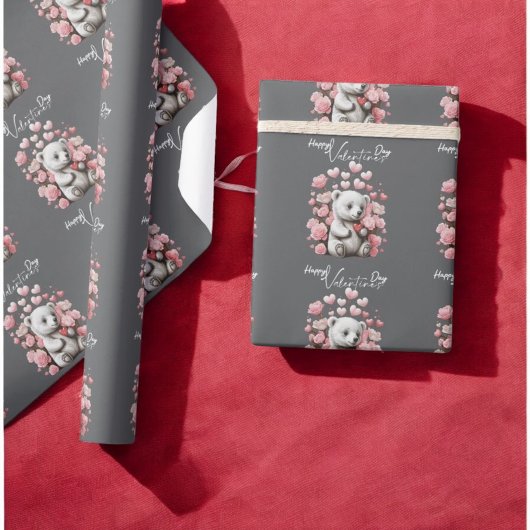 Valentijnsdag met de rijke teddybeer cadeaupapier