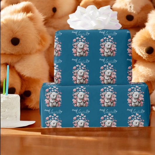 Valentijnsdag met de rijke teddybeer cadeaupapier