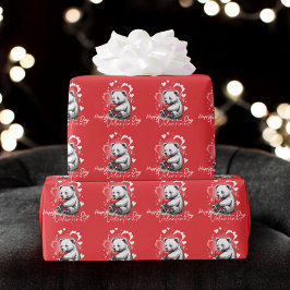 Valentijnsdag met de rijke teddybeer cadeaupapier