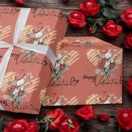 Valentijnsdag met de rijke teddybeer cadeaupapier