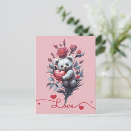 Valentijnsdag met de rijke teddybeer feestdagenkaart