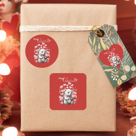 Valentijnsdag met de rijke teddybeer hart sticker