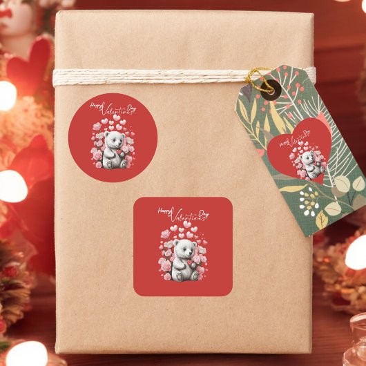 Valentijnsdag met de rijke teddybeer hart sticker