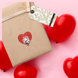 Valentijnsdag met de rijke teddybeer hart sticker