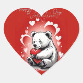 Valentijnsdag met de rijke teddybeer hart sticker (Voorkant)
