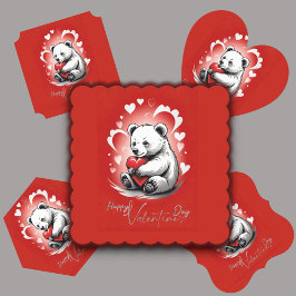 Valentijnsdag met de rijke teddybeer kartonnen onderzetters