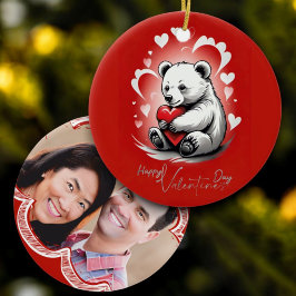 Valentijnsdag met de rijke teddybeer keramisch ornament