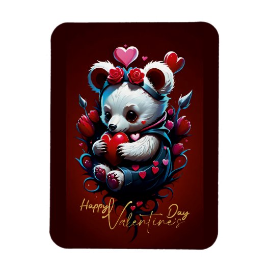 Valentijnsdag met de rijke teddybeer magneet (Verticaal)