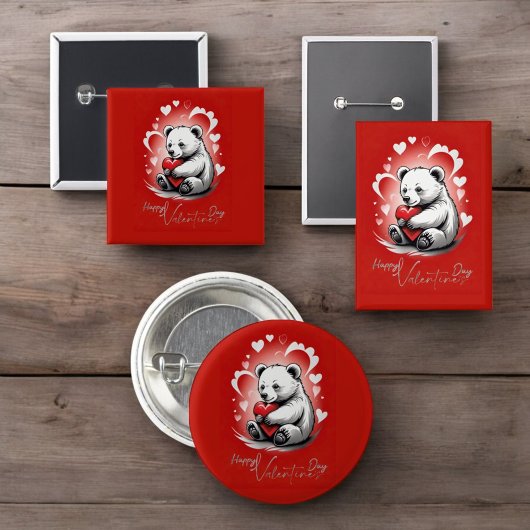 Valentijnsdag met de rijke teddybeer ronde button 3,2 cm