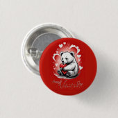 Valentijnsdag met de rijke teddybeer ronde button 3,2 cm (Voorkant /achterkant)