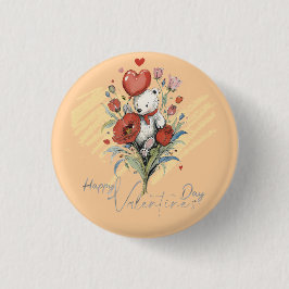 Valentijnsdag met de rijke teddybeer ronde button 3,2 cm