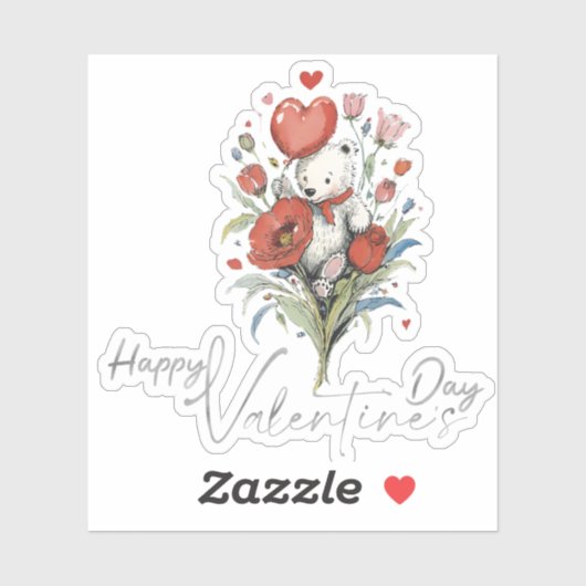 Valentijnsdag met de rijke teddybeer sticker (Vel)