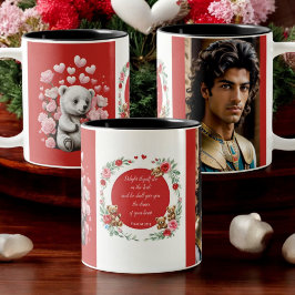 Valentijnsdag met de rijke teddybeer tweekleurige koffiemok