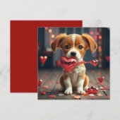 Valentijnsdag met een knuffel Hondje Feestdagenkaart (Voorkant / Achterkant)