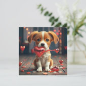 Valentijnsdag met een knuffel Hondje Feestdagenkaart (Staand voorkant)