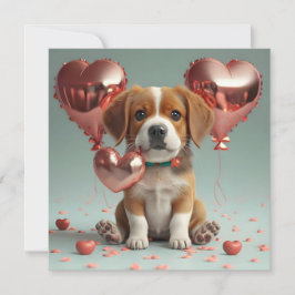 Valentijnsdag met een schattig hondje feestdagenkaart