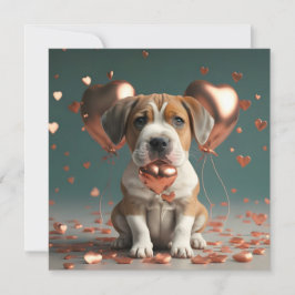 Valentijnsdag met een schattig hondje feestdagenkaart