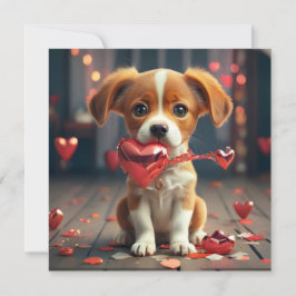 Valentijnsdag met een schattig hondje feestdagenkaart