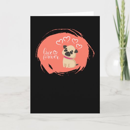 Valentijnsdag met een schattige puggend kaart (Voorkant)