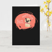 Valentijnsdag met een schattige puggend kaart (Gele Bloem)