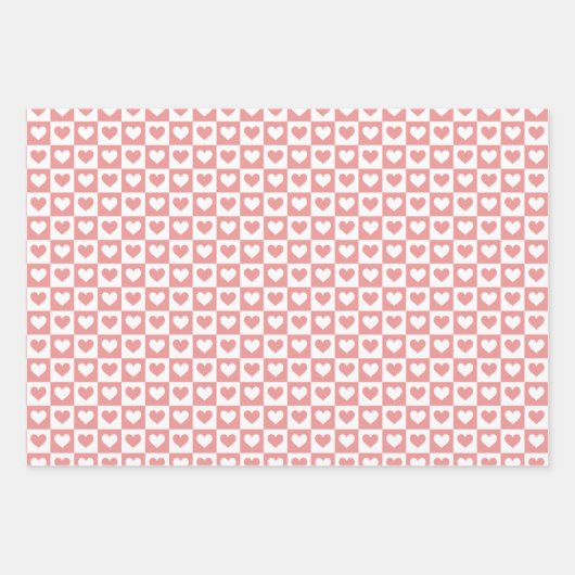 Valentijnsdag met geruite harten inpakpapier vel (Voorkant)
