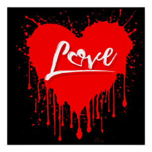 VALENTIJNSDAG MET GESMOLTEN RODE HARTEN VAN LIEFDE PERFECT POSTER