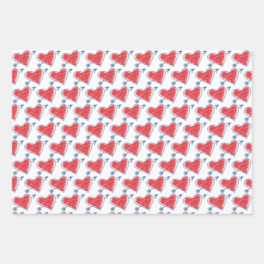 Valentijnsdag met hartthema inpakpapier vel (Voorkant)
