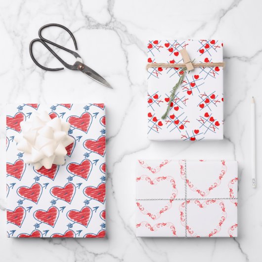 Valentijnsdag met hartthema inpakpapier vel (Voorkant)