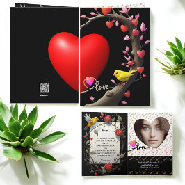 Valentijnsdag met Kanarie vogel Feestdagen Kaart