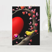 Valentijnsdag met Kanarie vogel Feestdagen Kaart (Voorkant)