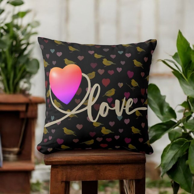 Valentijnsdag met Kanarie vogel Kussen (Creator heeft geüpload)