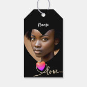 Valentijnsdag met kanarievogel cadeaulabel (Achterkant)