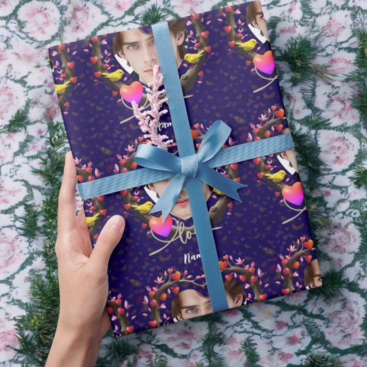 Valentijnsdag met kanarievogel cadeaupapier