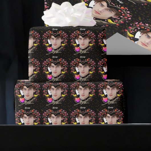 Valentijnsdag met kanarievogel cadeaupapier