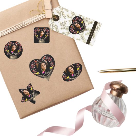 Valentijnsdag met kanarievogel hart sticker