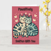 Valentijnsdag met Katten Kaart (Gele Bloem)