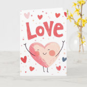 Valentijnsdag met liefde en groot hart kaart (Gele Bloem)