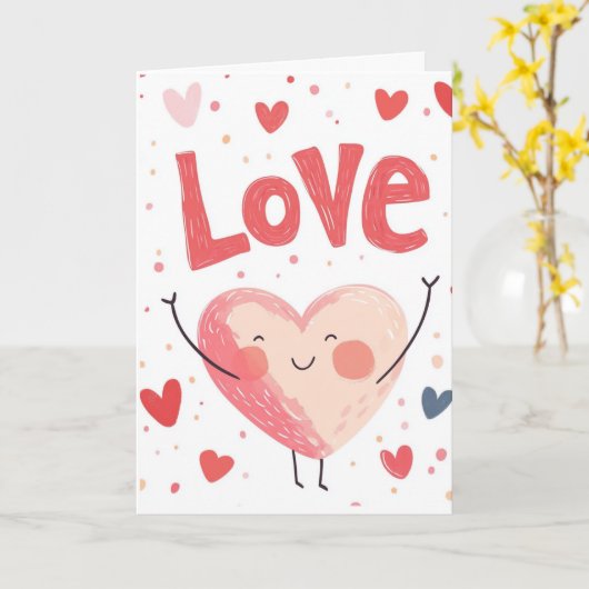 Valentijnsdag met liefde en groot hart kaart (Gele Bloem)