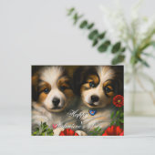 Valentijnsdag met liefdevolle puppy's briefkaart (Staand voorkant)