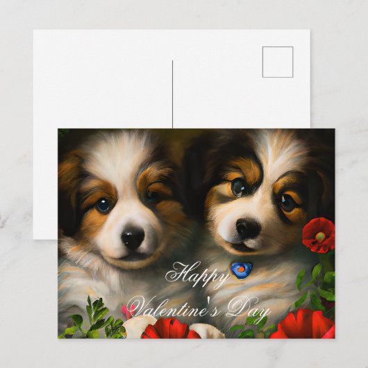 Valentijnsdag met liefdevolle puppy's briefkaart (Voorkant / Achterkant)