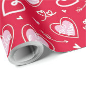 Valentijnsdag met Love Wording & Cupid Arrows Cadeaupapier (Rol Hoek)