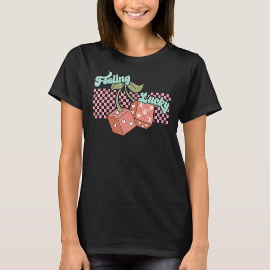 Valentijnsdag met Lucky Dice Heart Cherries T-shirt (Voorkant)